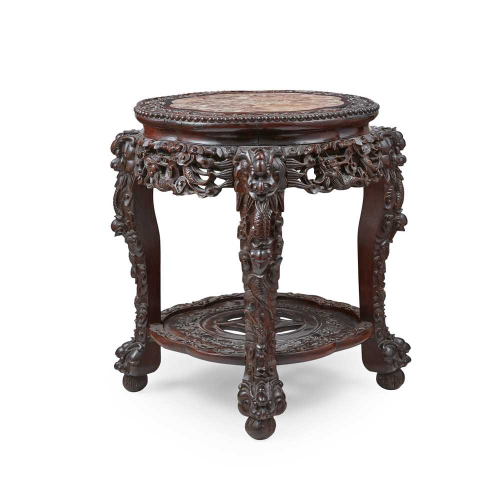 Lot 14 - HARDWOOD WITH MARBLE INLAID STAND