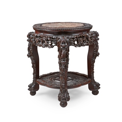 Lot 7 - HARDWOOD WITH MARBLE INLAID STAND