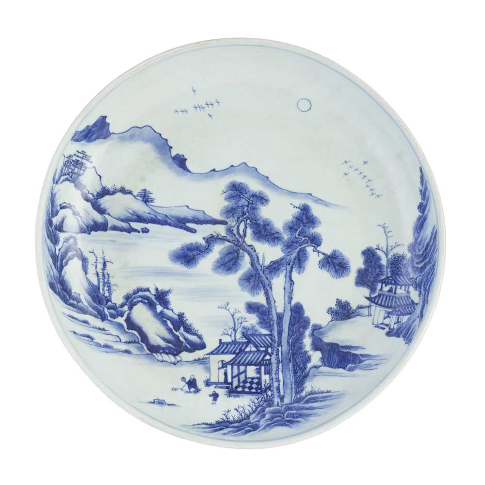 Lot 128 - BLUE AND WHITE 'LANDSCAPE' CHARGER