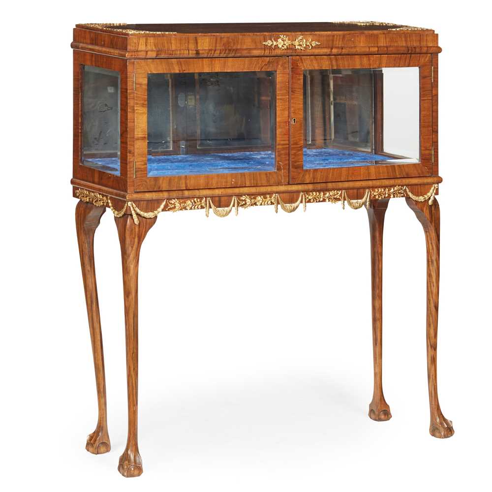 Lot 369 - WALNUT AND GILT METAL MOUNTED DISPLAY CABINET