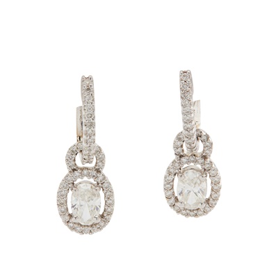 Lot 273 - A pair of diamond pendent earrings