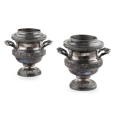 Lot 7 - A pair of Sheffield plate wine coolers