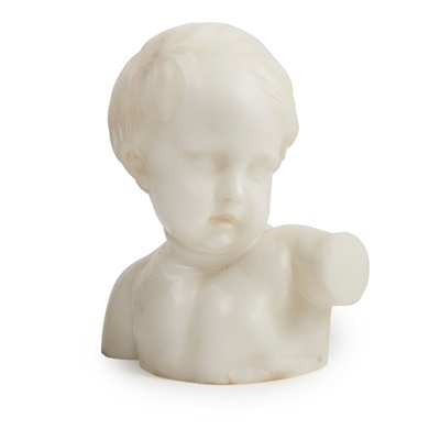 Lot 442 - CONTINENTAL CARVED CARRARA MARBLE BUST OF A CHILD