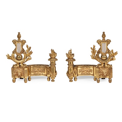 Lot 507 - PAIR OF FRENCH GILT BRONZE CHENETS