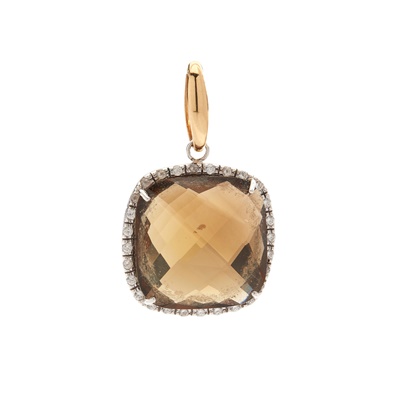 Lot 165 - A smokey quartz and diamond pendant