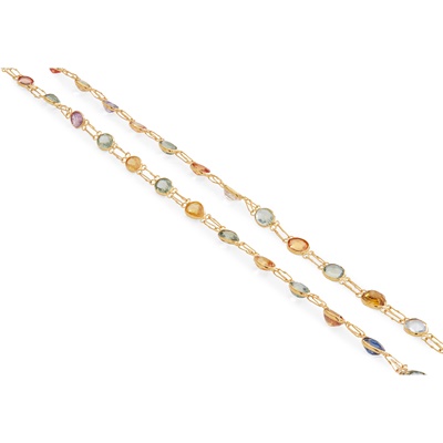 Lot 216 - A coloured sapphire necklace