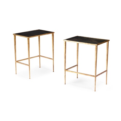 Lot 402 - PAIR OF GILT BRONZE AND MIRROR OCCASIONAL TABLES