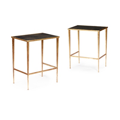 Lot 402 - PAIR OF GILT BRONZE AND MIRROR OCCASIONAL TABLES