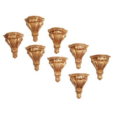 Lot 353 - GROUP OF EIGHT GILTWOOD WALL BRACKETS