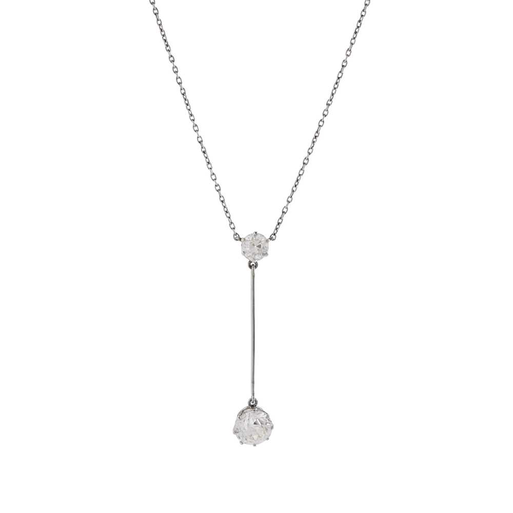 Lot 49 - A diamond two-stone pendant