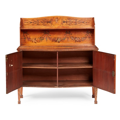 Lot 380 - SHERATON REVIVAL PAINTED SATINWOOD CREDENZA