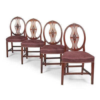 Lot 91 - SET OF FOUR GEORGE III MAHOGANY DINING CHAIRS