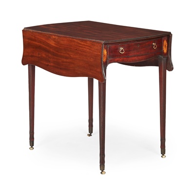 Lot 78 - GOOD GEORGE III MAHOGANY AND INLAY BUTTERFLY PEMBROKE TABLE