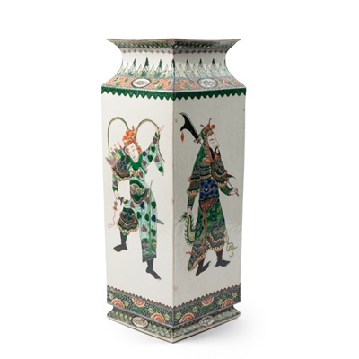 Lot 226 - WUCAI FOUR-SECTIONED 'WARRIORS' VASE