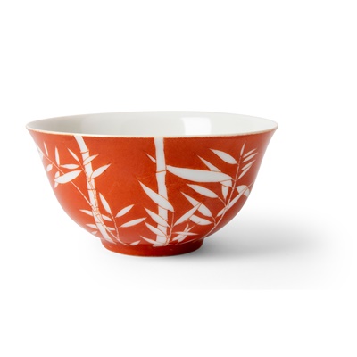 Lot 202 - CORAL-GROUND RESERVE-DECORATED 'BAMBOO' BOWL