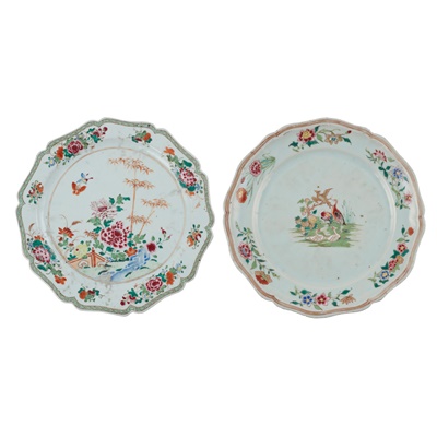 Lot 246 - TWO FAMILLE ROSE FOLIATED PLATES
