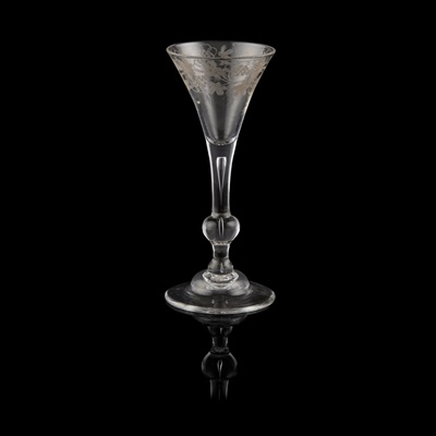 Lot 85 - ENGRAVED BALUSTER WINE GLASS