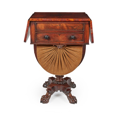 Lot 284 - WILLIAM IV ROSEWOOD AND AMBOYNA WORK TABLE