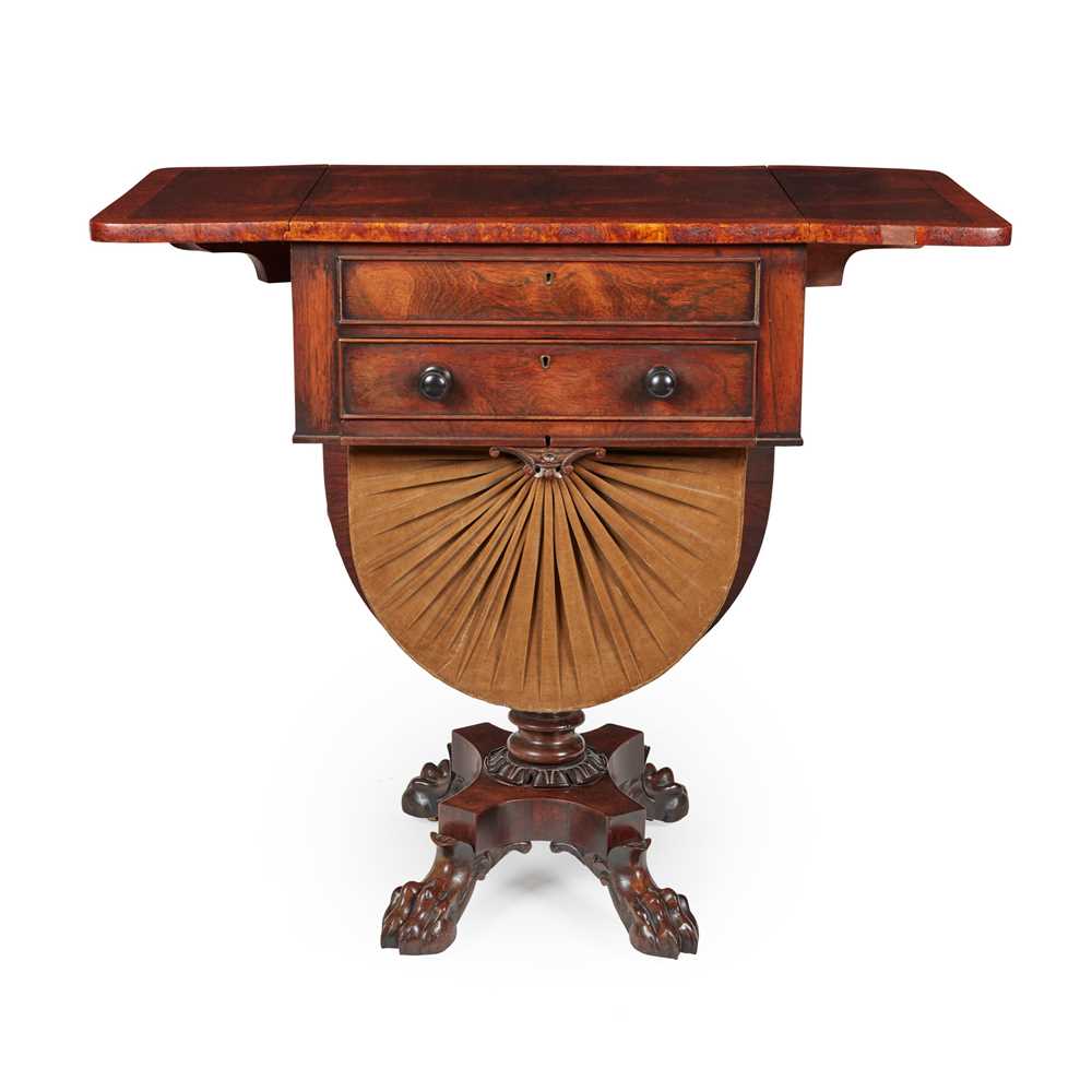 Lot 284 - WILLIAM IV ROSEWOOD AND AMBOYNA WORK TABLE
