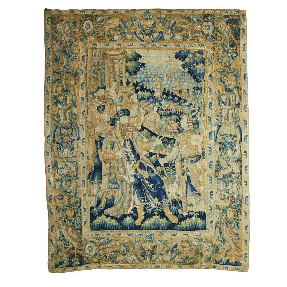 Lot 6 - FLEMISH BIBLICAL TAPESTRY, THE DEPARTURE OF THE PRODIGAL SON