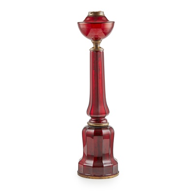 Lot 354 - RUBY GLASS PARAFFIN LAMP BASE