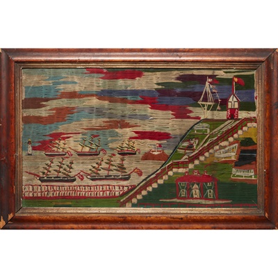 Lot 302 - SAILOR'S WOOLWORK PICTURE