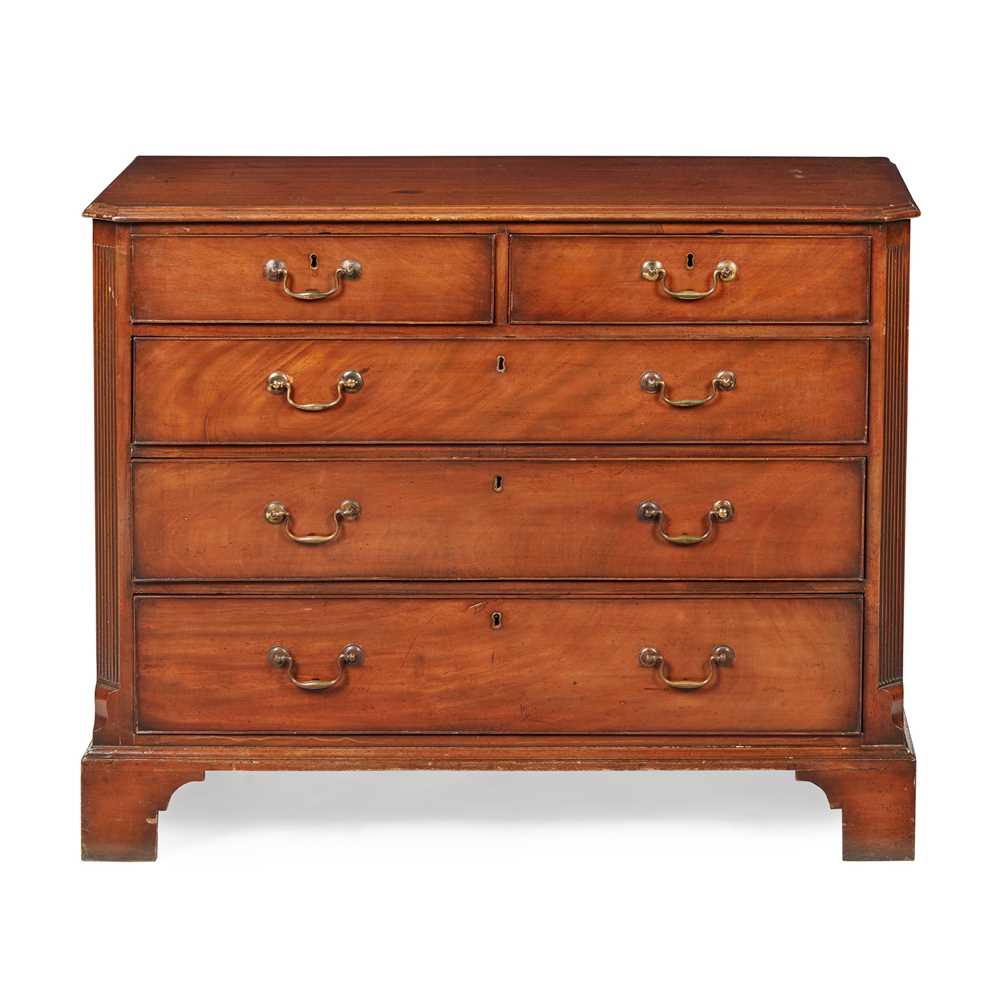 Lot 63 - LATE GEORGE III MAHOGANY CHEST OF DRAWERS