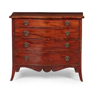 Lot 126 - LATE GEORGE III MAHOGANY SERPENTINE CHEST OF DRAWERS