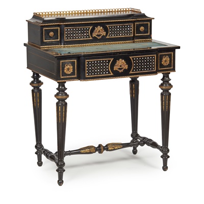 Lot 537 - LOUIS PHILIPPE EBONISED, MOTHER-OF-PEARL, AND GILT METAL MOUNTED BONHEUR DU JOUR