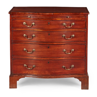 Lot 76 - GEORGE III MAHOGANY SERPENTINE CHEST OF DRAWERS