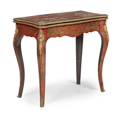 Lot 543 - NAPOLEON III RED BOULLE MARQUETRY CARD TABLE