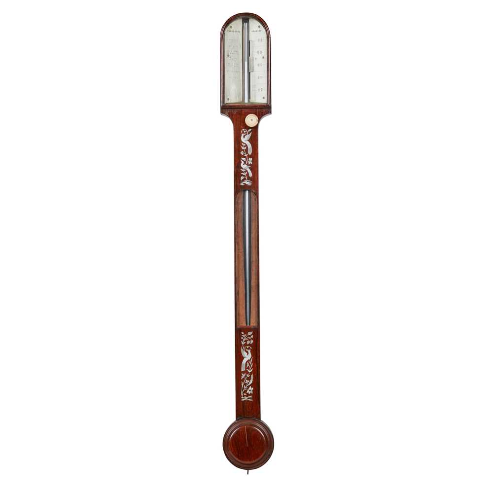 Lot 294 - WILLIAM IV ROSEWOOD AND MOTHER-OF-PEARL STICK BAROMETER