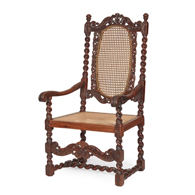 Lot 11 - WILLIAM AND MARY STYLE WALNUT ARMCHAIR