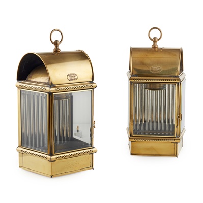 Lot 312 - PAIR OF BRASS SHIP'S LAMPS, BY DAVEY & CO., LONDON