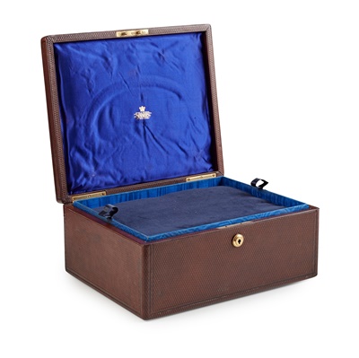 Lot 374 - LATE VICTORIAN TOOLED LEATHER JEWELLERY BOX, BY HUNT & ROSKELL, LONDON