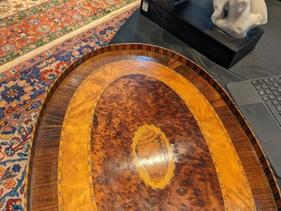 Lot 84 - GEORGE III SATINWOOD, GONCALO ALVES, AND BURR YEW TRAY