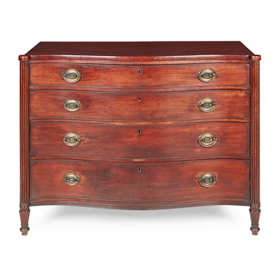 Lot 137 - GEORGE III MAHOGANY SERPENTINE CHEST OF DRAWERS