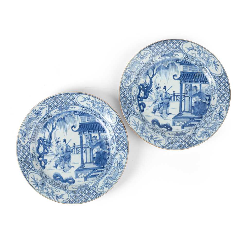 Lot 181 - LARGE PAIR OF BLUE AND WHITE PLATES