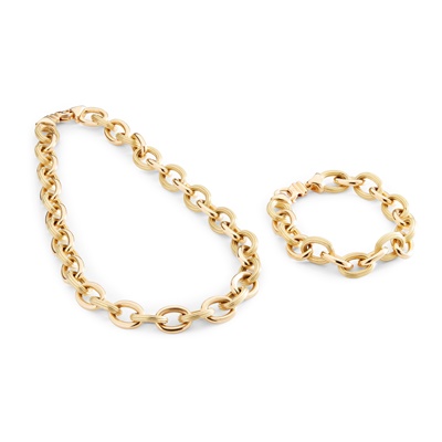 Lot 213 - An 18ct gold necklace and bracelet, by Boodle & Dunthorne