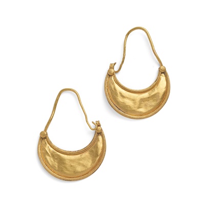 Lot 412 - ANCIENT ROMAN-CYPRIOT GOLD CRESCENT EARRINGS