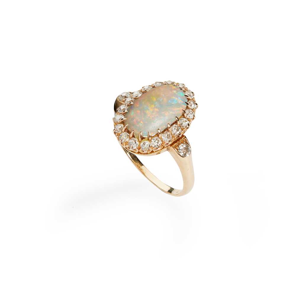 Lot 53 - An opal and diamond cluster ring