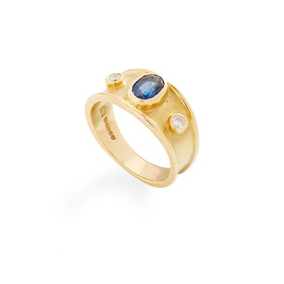 Lot 147 - A sapphire and diamond ring, by Eric N Smith
