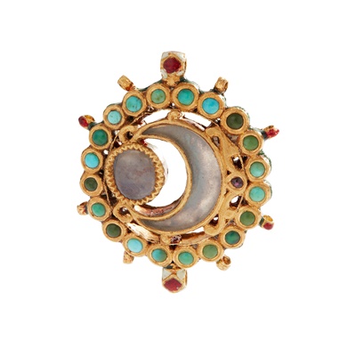 Lot 168 - An Indian gem-set and enamel pendant