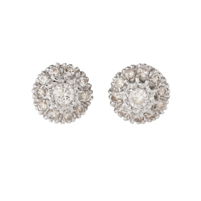 Lot 42 - A pair of diamond cluster earrings