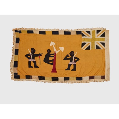 Lot 24 - FANTE ASAFO FLAG "WE CAN DEFEND OUR SACRED TREES FROM ALL PREDATORS"