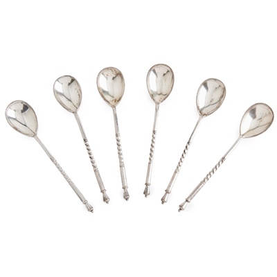 Lot 11 - A cased set of six Russian spoons