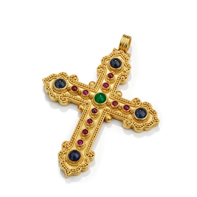 Lot 123 - Tufenkjian: A gem-set cross pendant