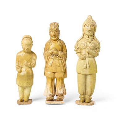 Lot 116 - GROUP OF THREE STRAW-GLAZED POTTERY FIGURES