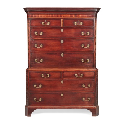 Lot 68 - GEORGE III MAHOGANY SECRETAIRE CHEST-ON-CHEST