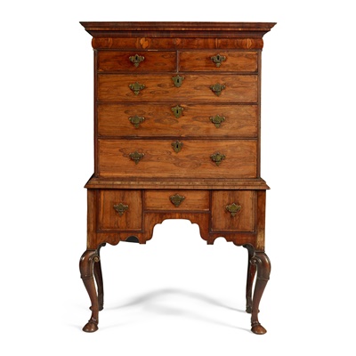 Lot 10 - GEORGE I WALNUT CHEST-ON-STAND